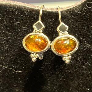 Premier Designs Silver and Amber Earrings